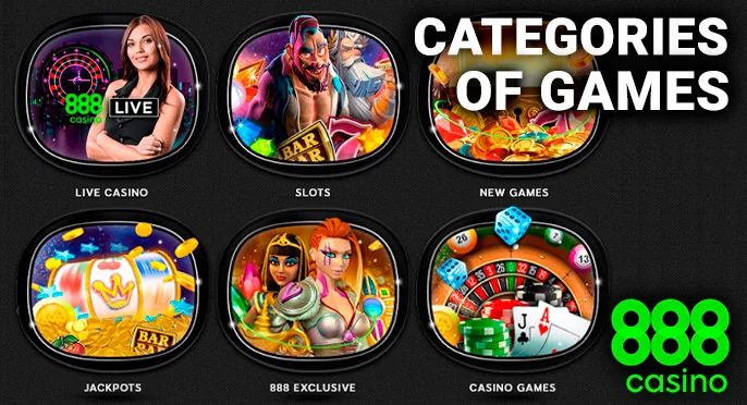 Categories of gambling games on the site 888 casino