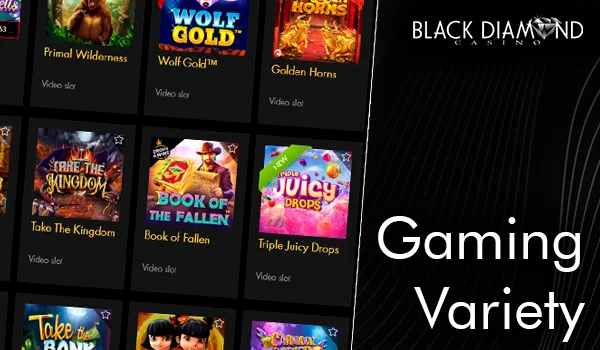 What games are on the site Black Diamond Casino - pokies, video poker and others