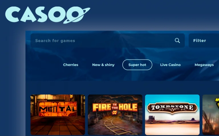 Checking the Casoo Casino gaming section - how to play casino games