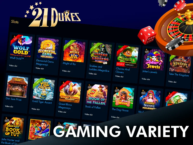 21Dukes casino games page screenshot