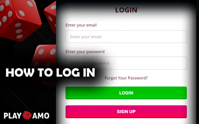 Login window on Playamo website - how to log in