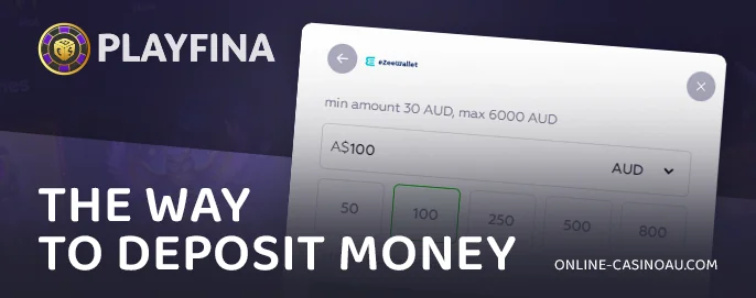 Deposit to Playfina Casino account - guide