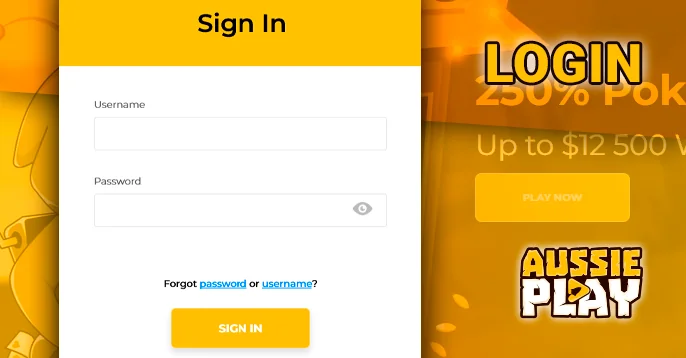 Authorization on the project Aussie Play Casino - how to log in to your account