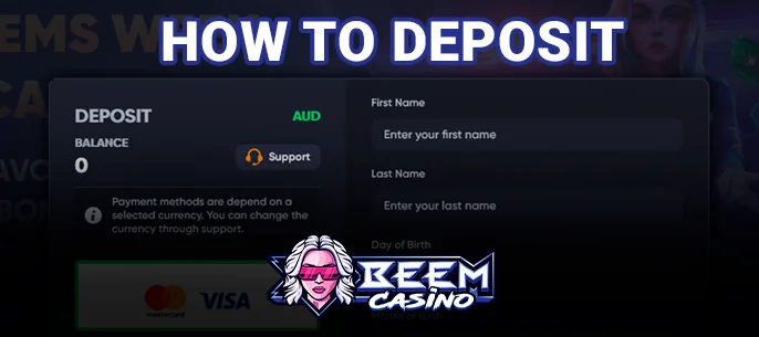 Beem Casino account replenishment form