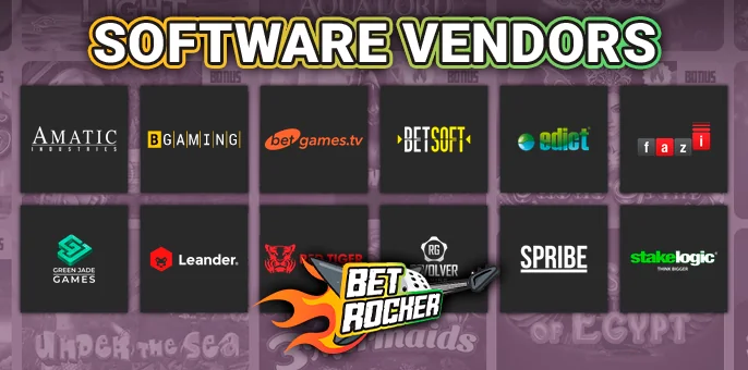 Gaming providers working with Betrocker Casino - what software providers are on the site