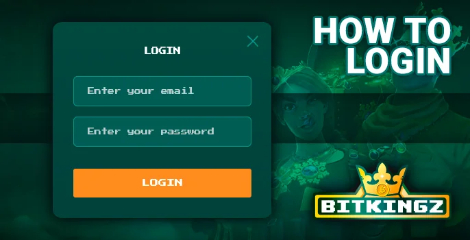 Bitkingz Casino login form - instructions for logging in to account