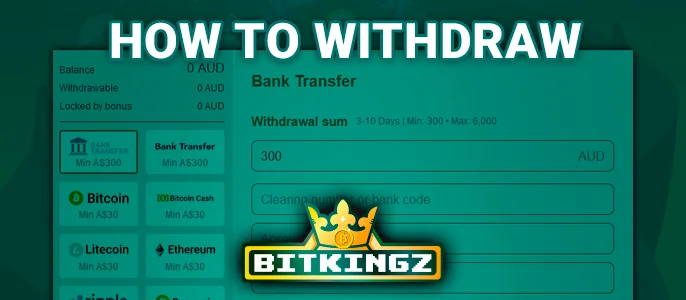 Withdrawing money from your Bitkingz Casino account - detailed instruction