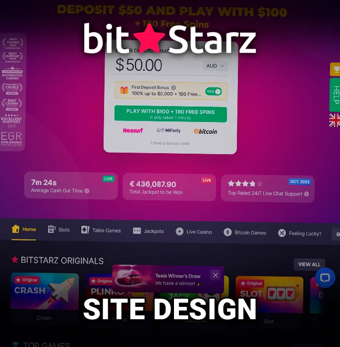 BitStarz Casino Site Design - Navigating the Site Sections