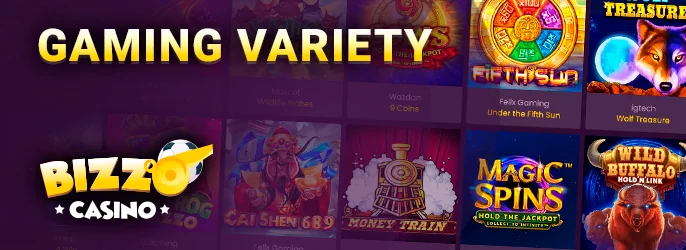 Bizzo Casino gaming section - how to start playing