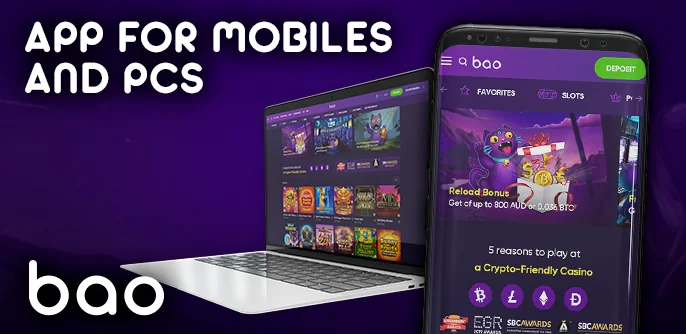 Playing at Bao Casino app via computer and mobile