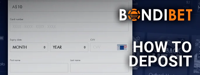 Deposit to BondiBet Casino account - instructions for deposit