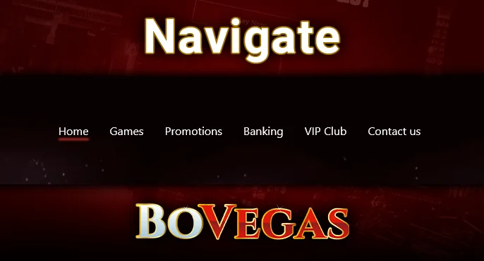 Navigating BoVegas Casino between important pages