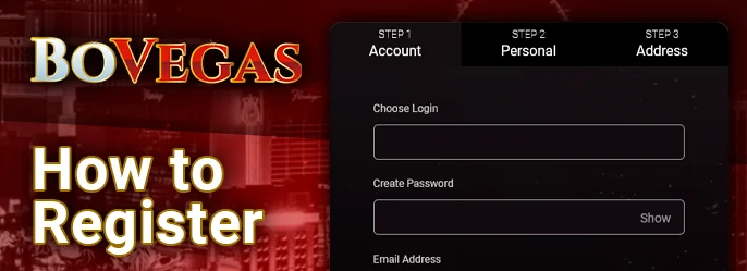 Registration on the site Bo Vegas Casino for new players - step by step