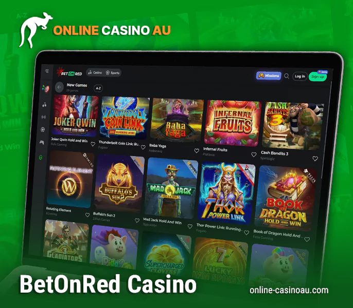 Screenshot of BetOnRed Casino for Australian residents