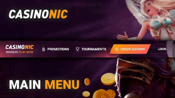 About Casinonic main menu - interface