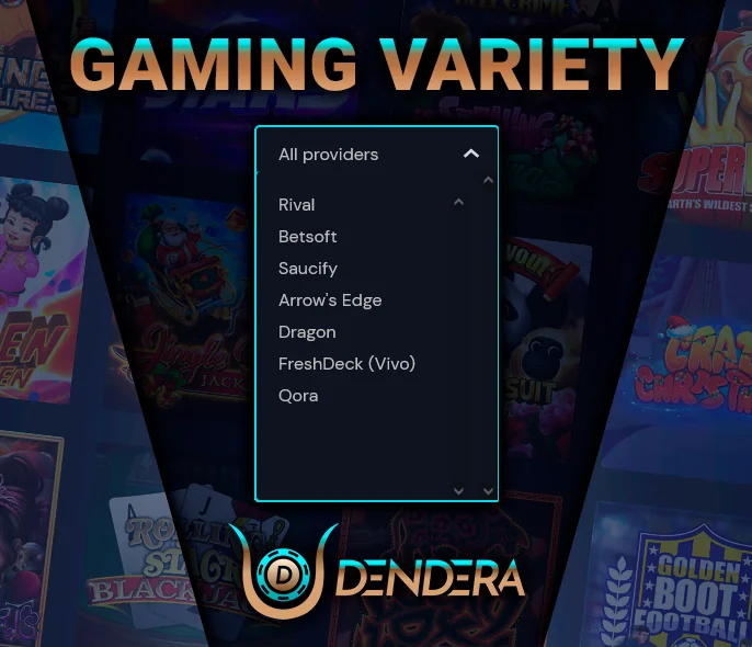 Gambling section at Dendera Casino - subcategories of pokies