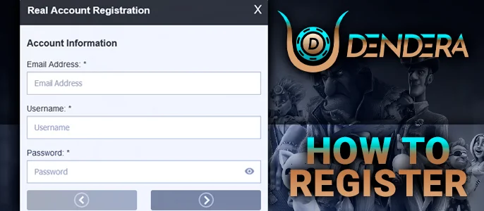 Registration on the project Dendera Casino with instructions