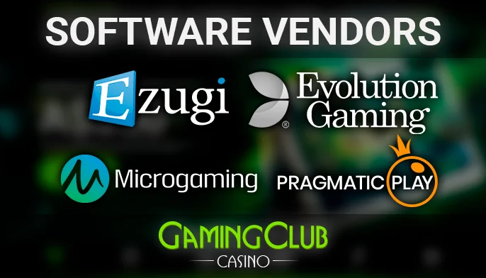 Software providers in the casino at Gaming Club