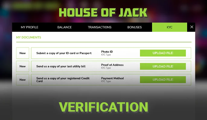 Identity verification process at House Of Jack Casino