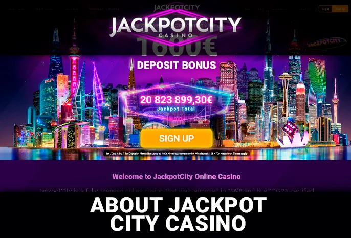 Real Money Jackpot City Casino Introduction on the home page background