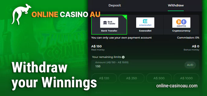 Get your winnings from the online casino