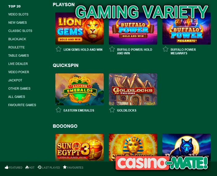 Category game of pokies and their providers on the site of Casino Mate