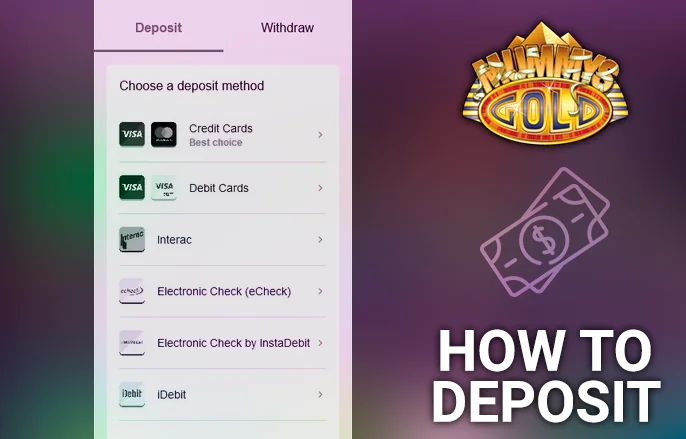 Mummy's Gold Casino Deposit Form