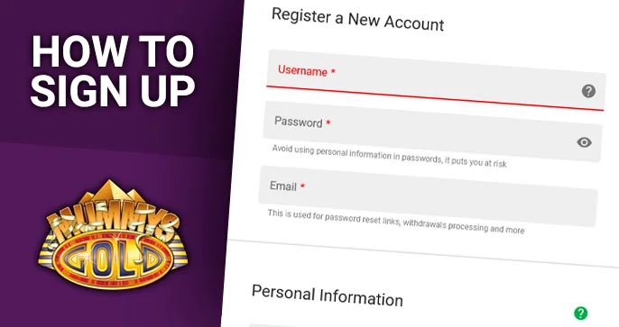 Mummys Gold Casino registration form