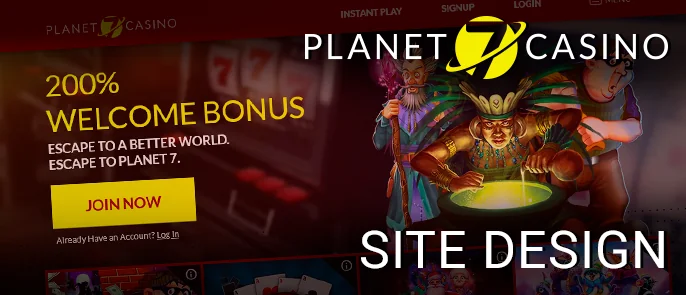 Planet 7 Oz Casino website design