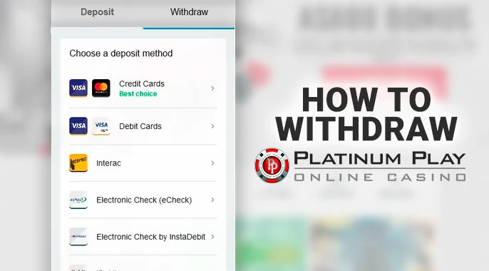 Withdrawal form at Platinum Play Casino