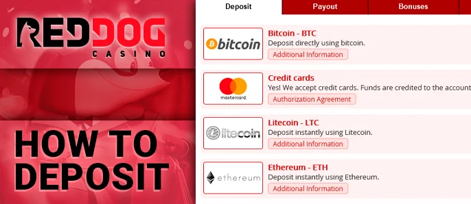 Deposit to Red Dog Casino in AUD currency