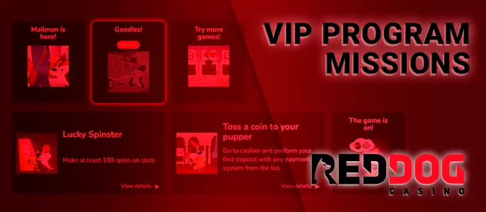 Tasks to increase the VIP level at Red Dog Casino