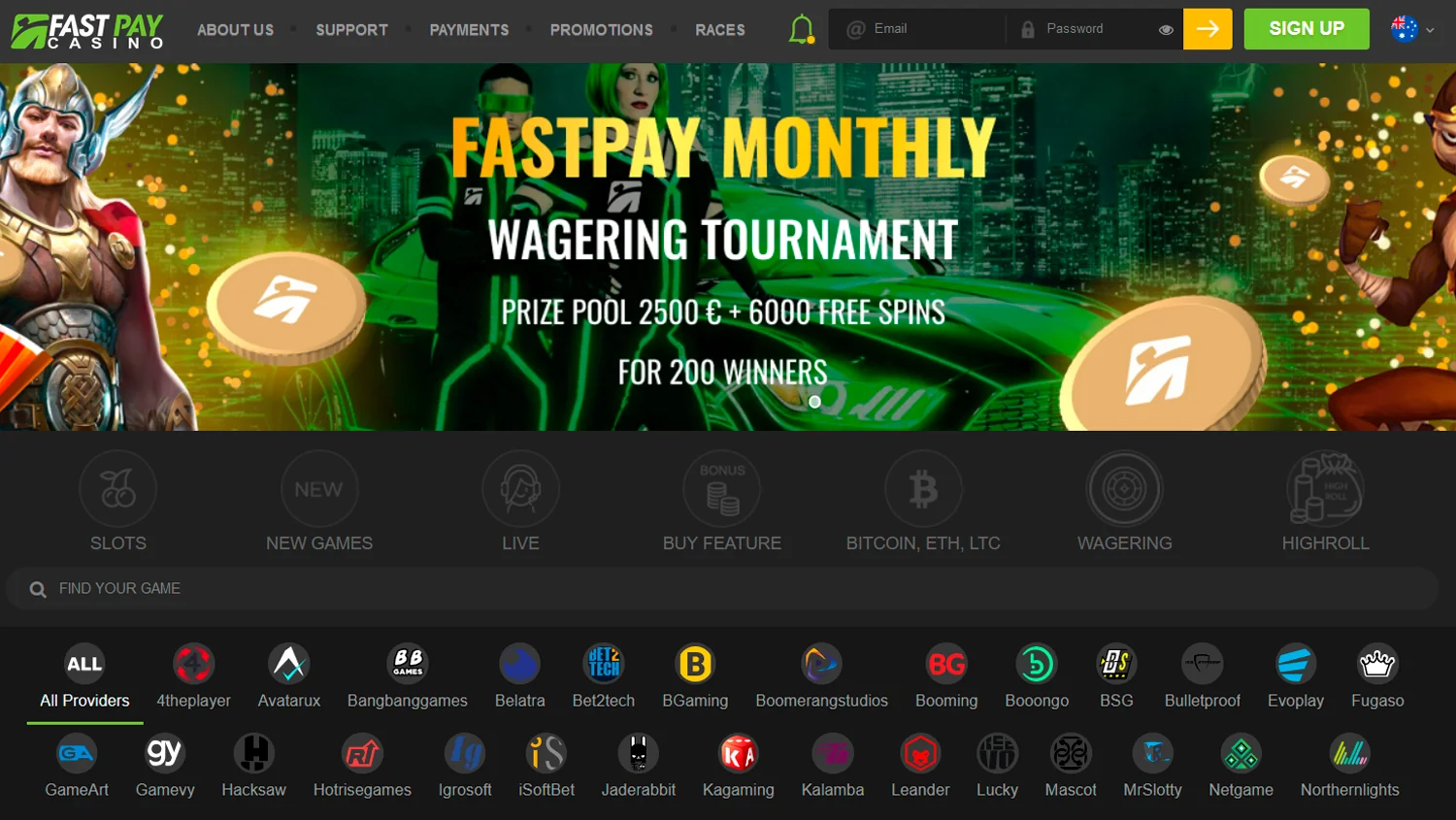 FastPay online casino home page