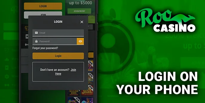 Signing in to Roo Casino on your mobile device