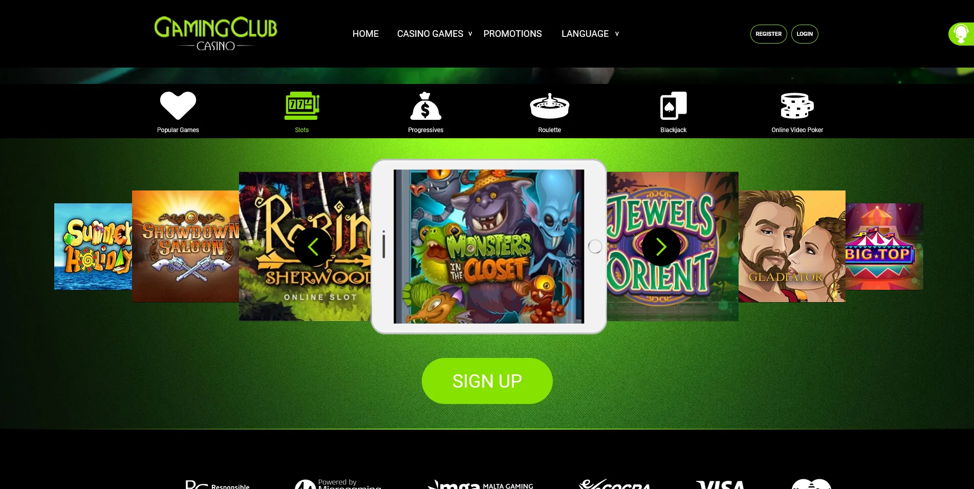 Screenshot with the choice of gambling at Gaming Club