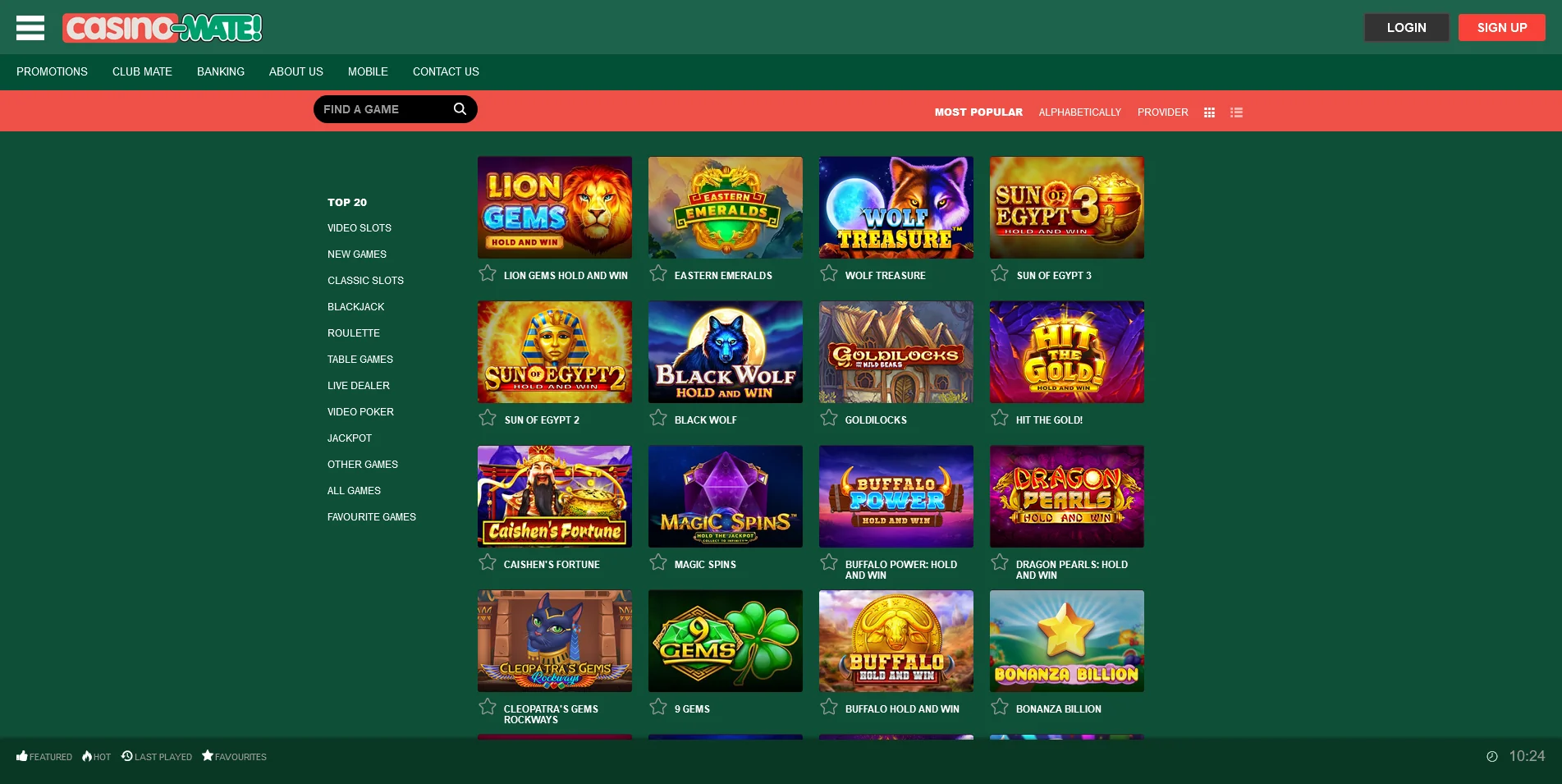 Screenshot of Real Money Pokies game on Casino Mate