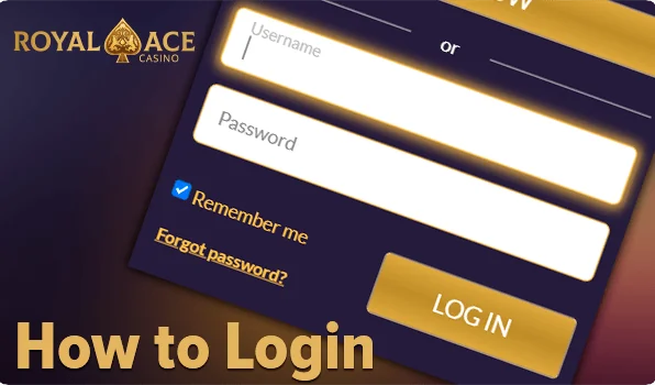 Royal Ace Casino login form - instructions on how to log in to account