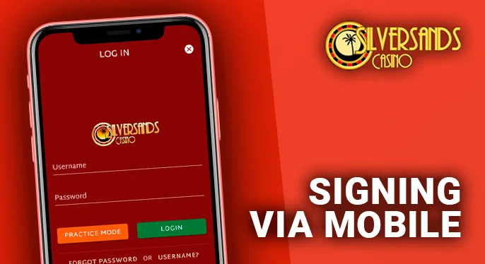 Signing in to SilverSand Casino via mobile page on your phone