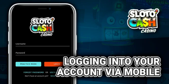 Authorization in Slotocash casino account via mobile