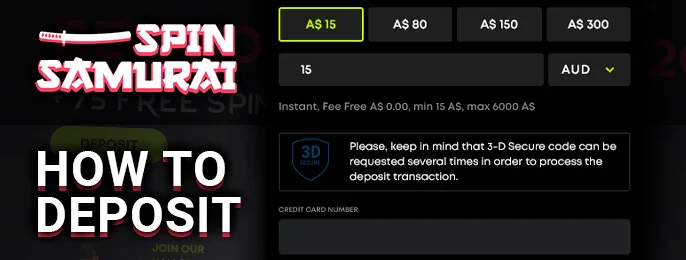 Deposit to Spin Samurai Casino - instructions for deposit