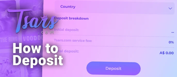 Tsars Casino deposit form - how to replenish account