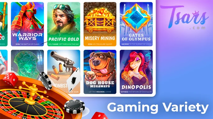 Screenshot of games from Tsars casino site and roulette