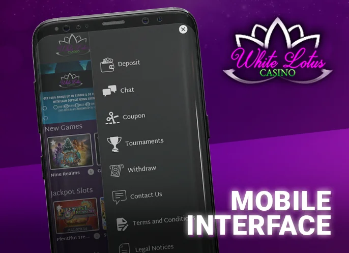 Mobile Interface on White Lotus Casino