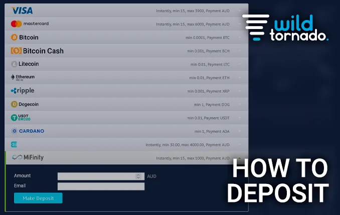 Wild Tornado deposit form