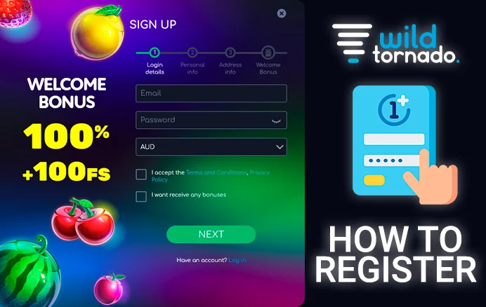 Wild Tornado account registration form