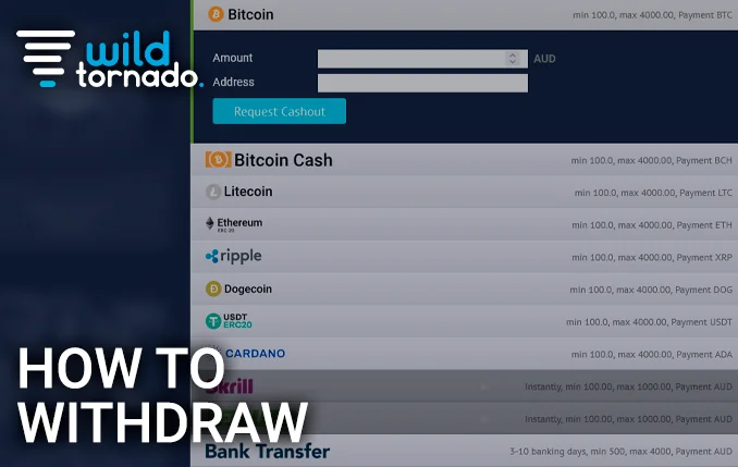 Wild Tornado withdraw form