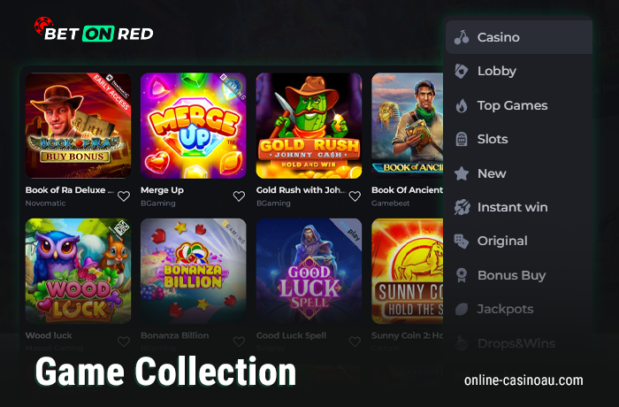 About casino games on BetOnRed - types and categories