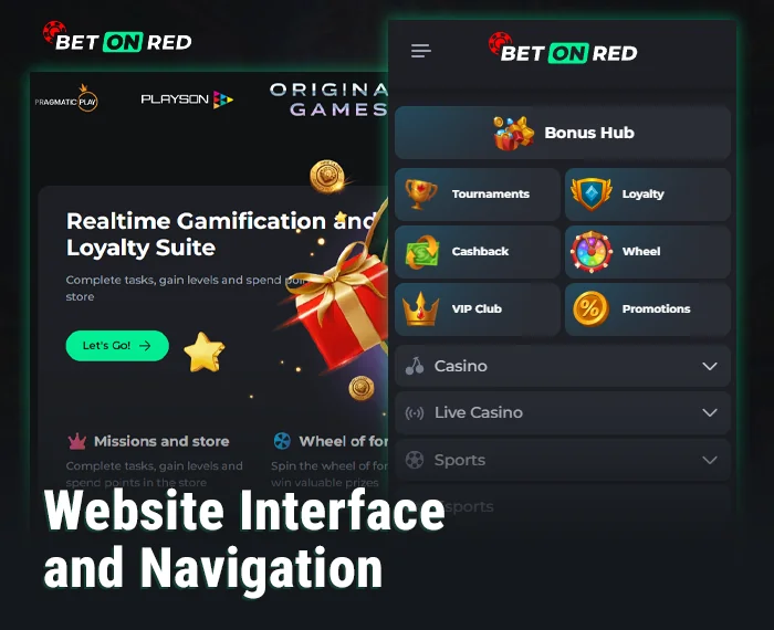 About BetOnRed casino interface - user friendly