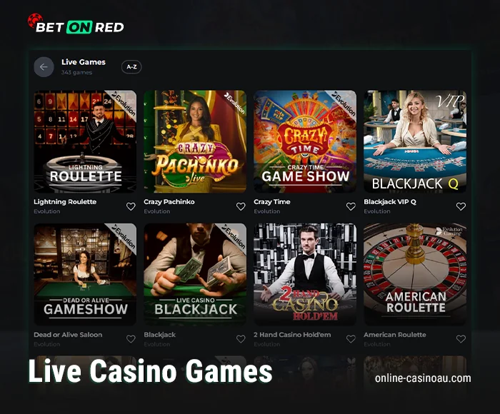 About live games at BetOnRed online casino