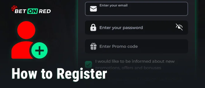 Instructions for registering an account at BetOnRed Casino